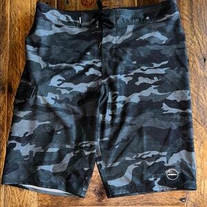 O'Neill Gray and Black Board Shorts for Swim